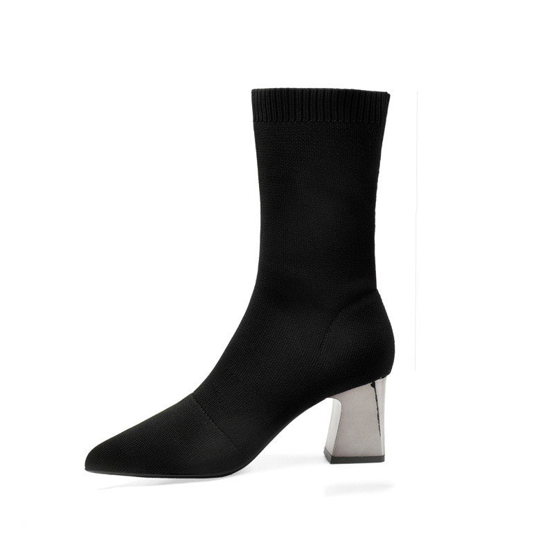Winter Socks Boots High Heel Women's Shoes