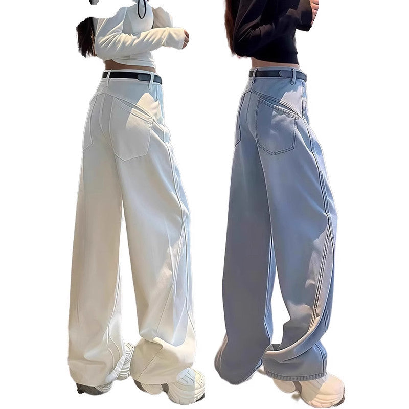 Springautumn Ny Stil Hvide Lige Ben Jeans Til Store Kvinder