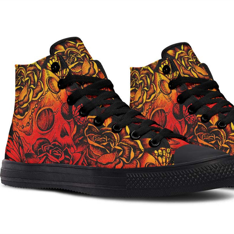 Men's And Women's Fashion Color Printing High-top Canvas Shoes