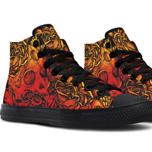 Men's And Women's Fashion Color Printing High-top Canvas Shoes