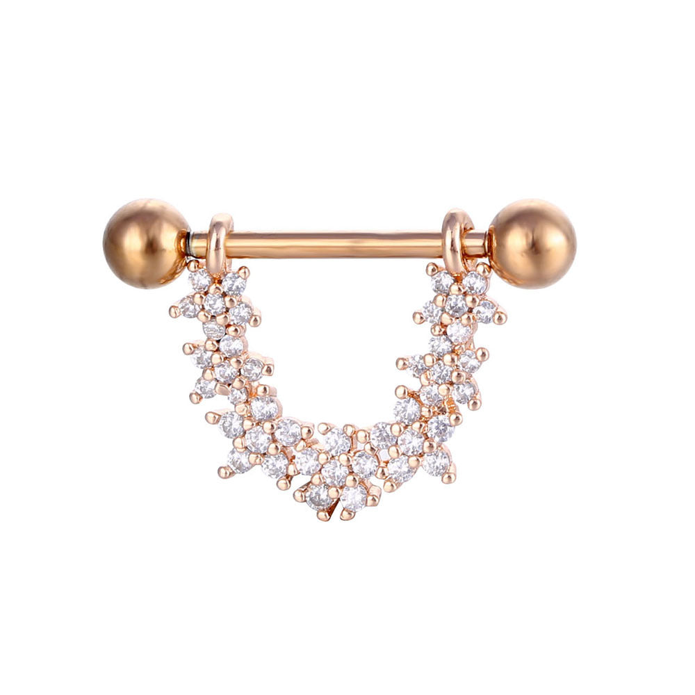 Puncture Nipple Ornament Inlaid Zircon Ring Nails
