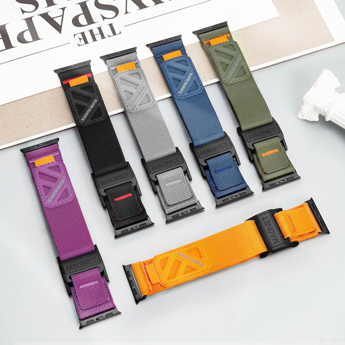 Magnetic Loop Climbing Nylon Canvas Sports Velcro Watch Strap