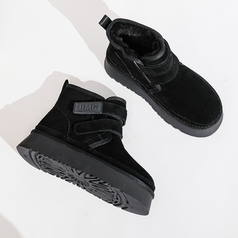 Genuine Leather Snow Female Short Non-slip Cotton Boots