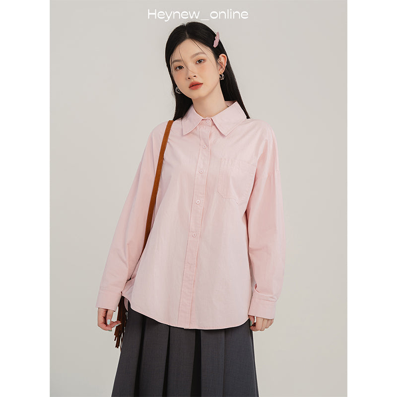 Solid Color Shirt For Women Casual Fashion All-matching