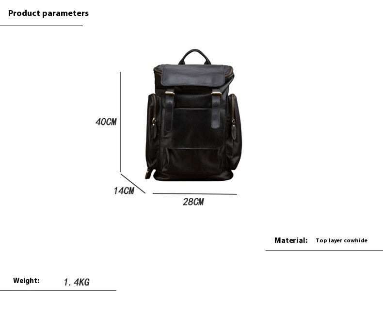 Handmade Genuine Leather British Style Large Capacity Men's Backpack Retro