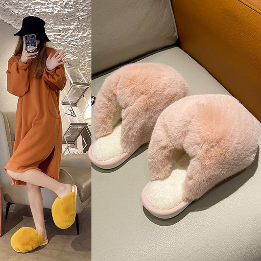 Women's Plush Fluffy Fur Ball Warm Slippers