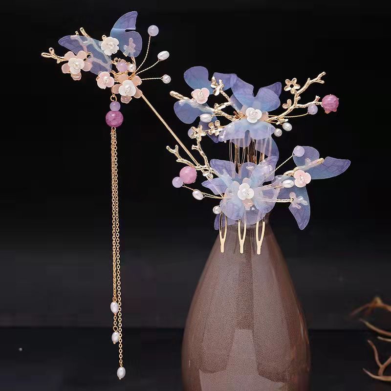 Flower Hairpin Hanfu Hair Crown Gorgeous Fairy Girl Toasting Clothes