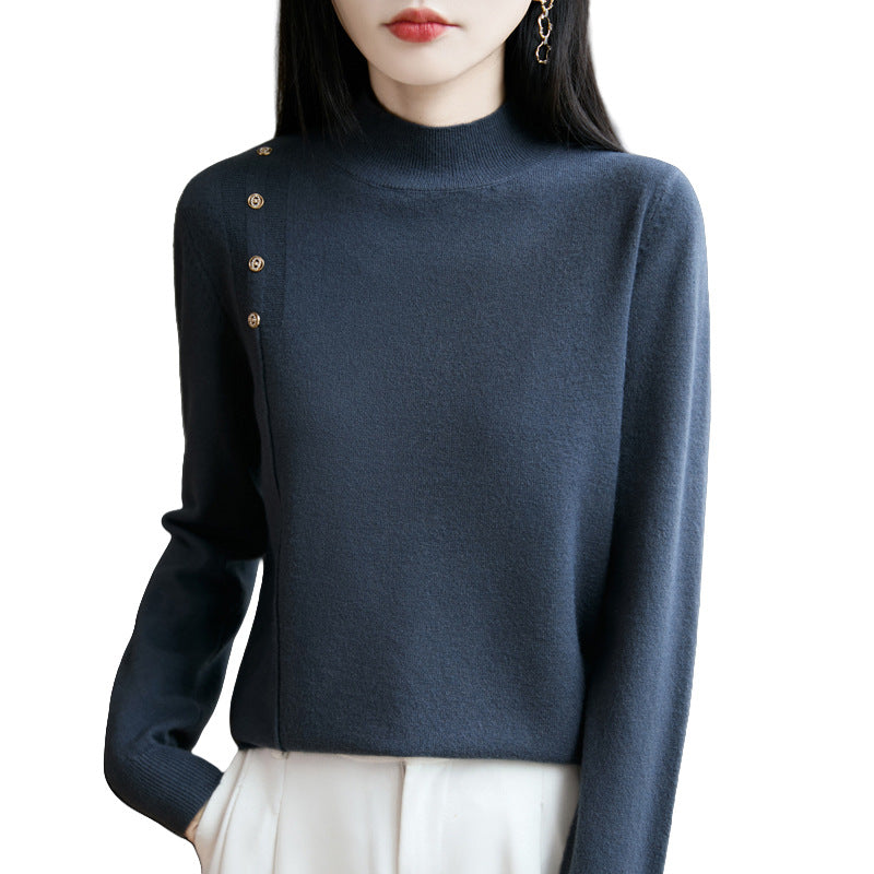 Semi-high Collar Knitted Women's Innerwear Base Sweater