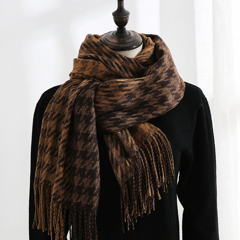 Women's Cashmere Sweet Mid Length Plaid Scarf
