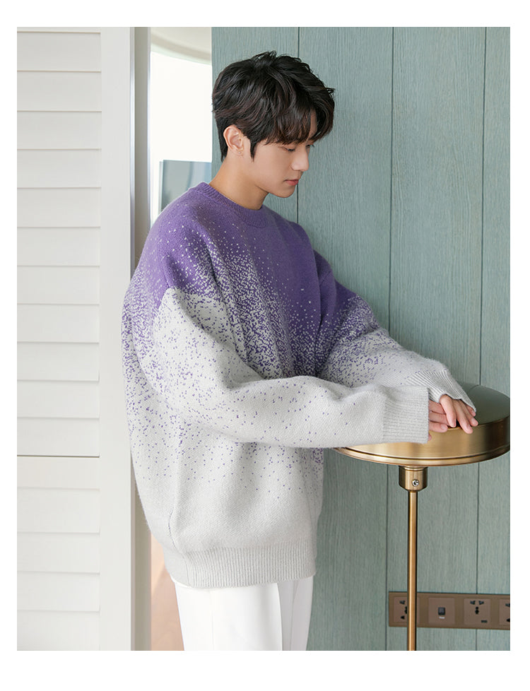 Men's Color Gradient Couple Sweater Loose Needle