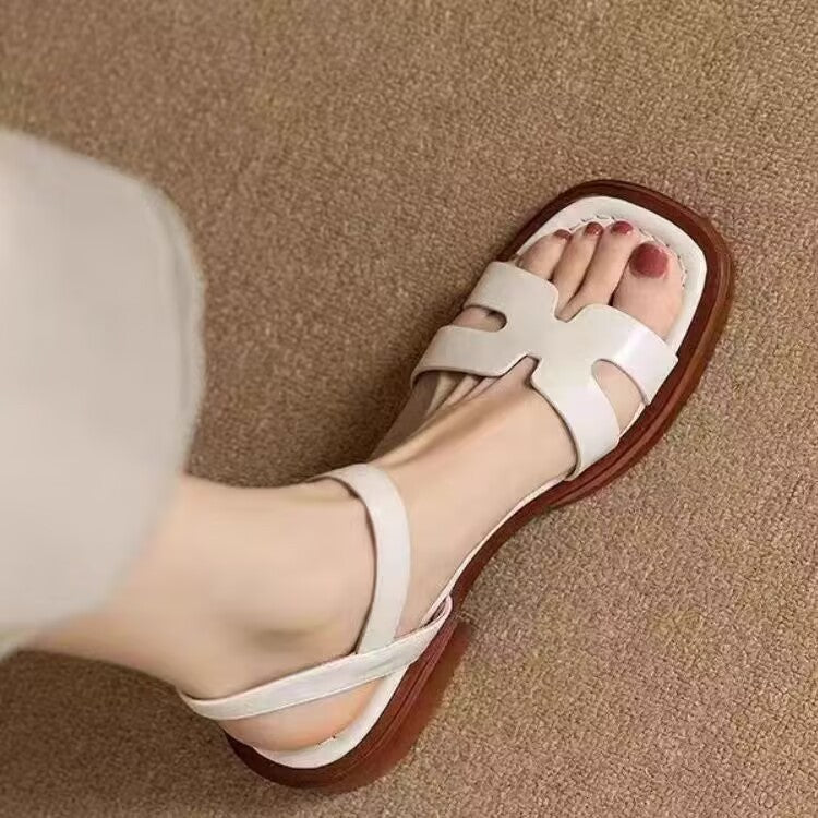 Nye koreansk-inspirerede alsidige flade casual sandaler med én rem
