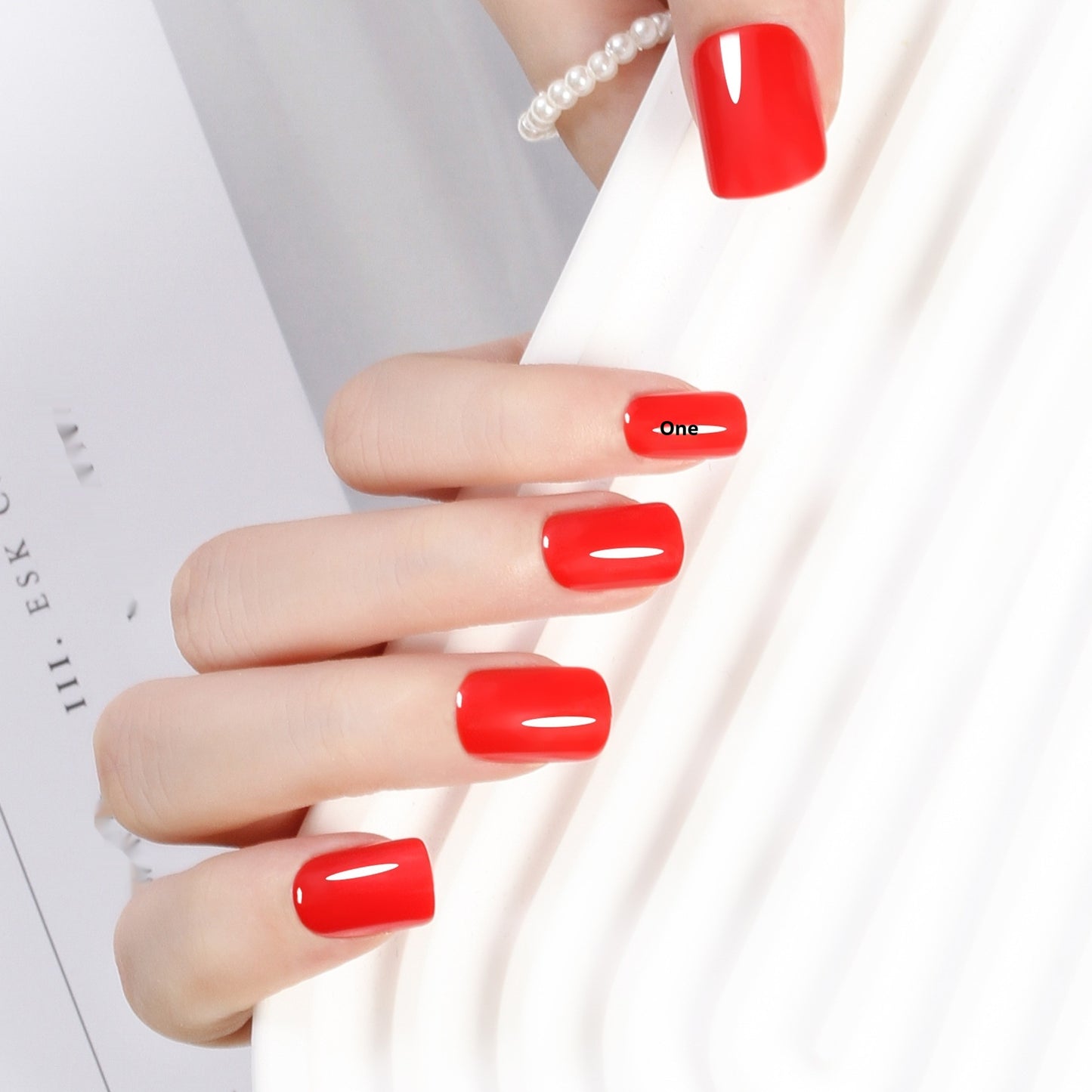Short Square Head Solid Color Nail Stickers Finished Product 24 Pieces
