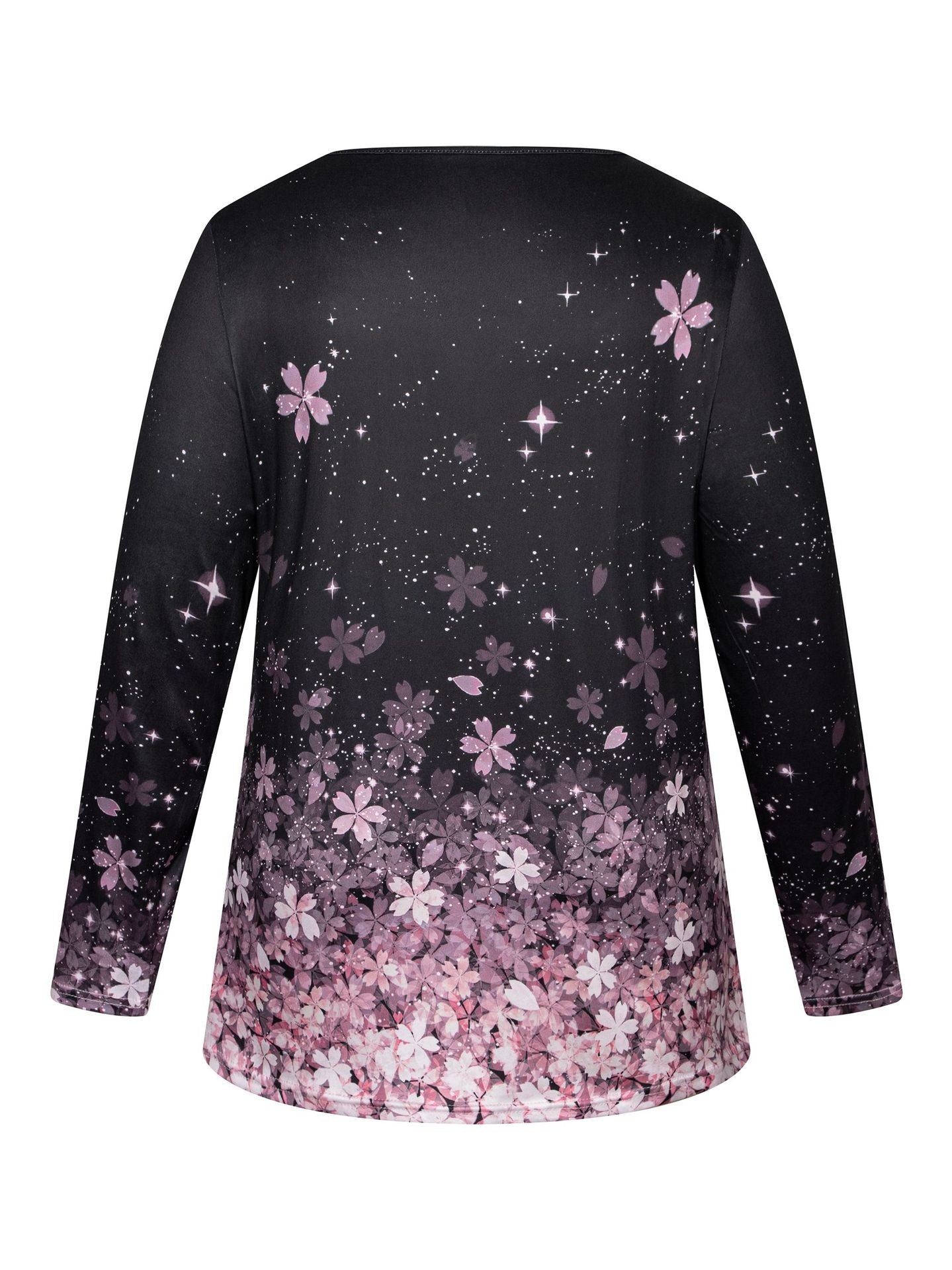 Store Størrelser Dame Cross Collar Print Lang T-shirt