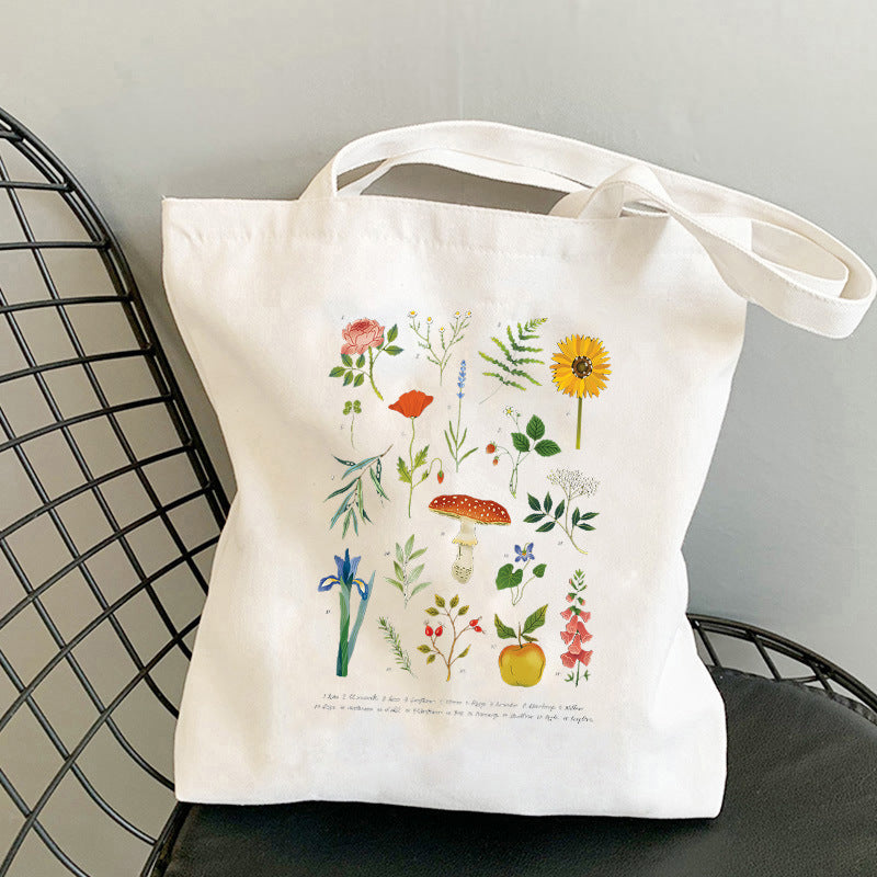 Mushroom Print Personalized Creative One-shoulder Canvas Bag