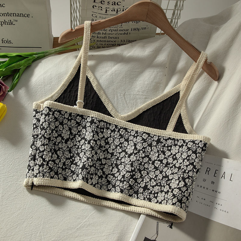 Women's Vintage V-Neck Floral Sleeveless Short Camisole
