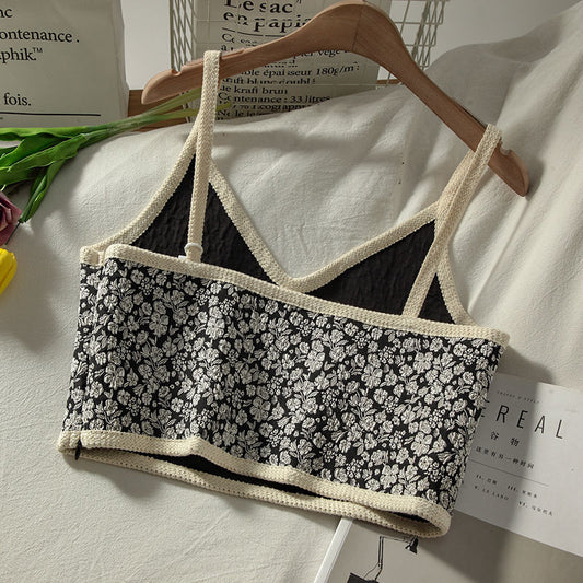Women's Vintage V-Neck Floral Sleeveless Short Camisole