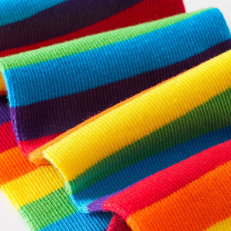 Women's Versatile Rainbow Striped Five Finger Socks