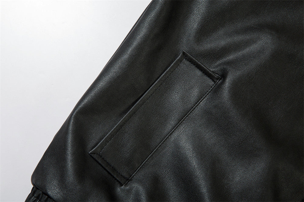 Loose Lapels Leather Coat Boys Spring And Autumn Rock
