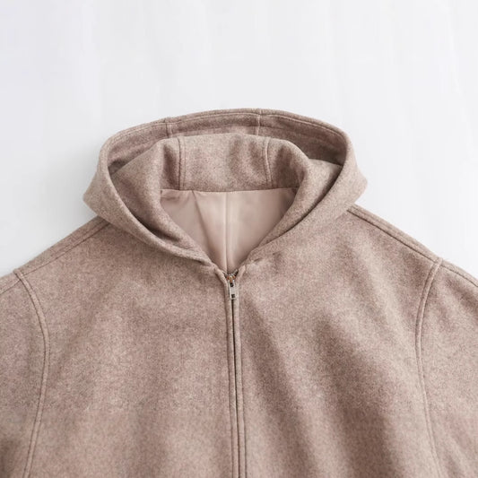 Autumn European And American Style Soft Short Pilot Hooded Jacket
