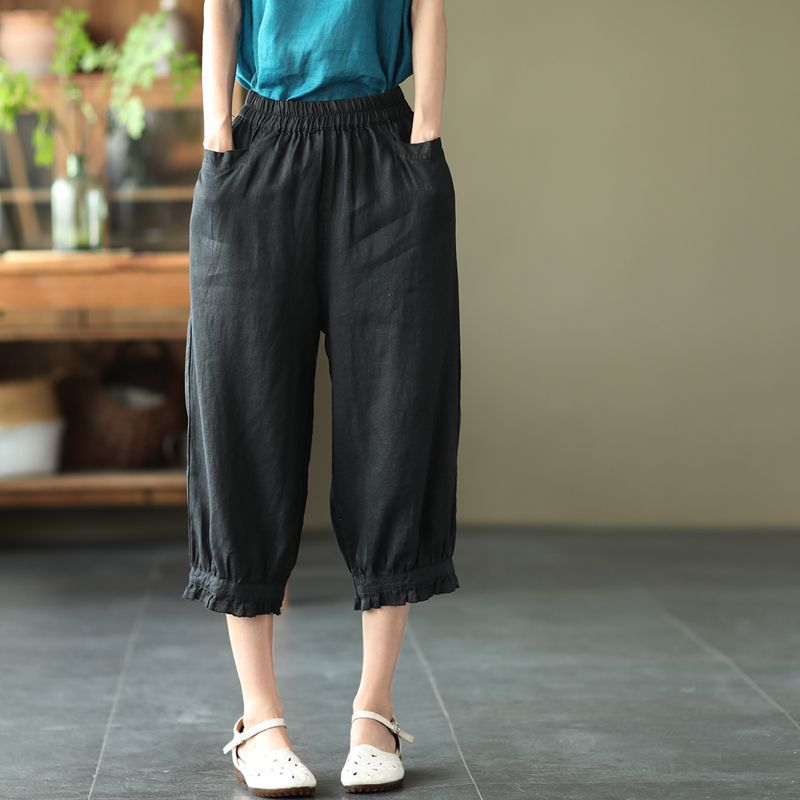 Sweet Artistic Lace Solid Color Women's Cropped Pants