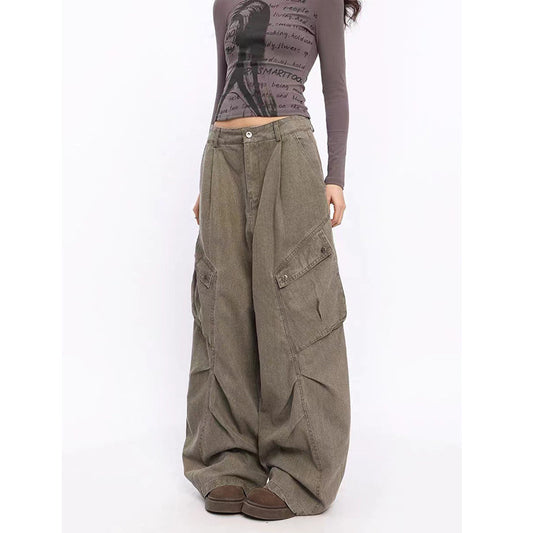 Retro Overall Jeans Dame Højtaljede Løse Til Tidligt Efterår