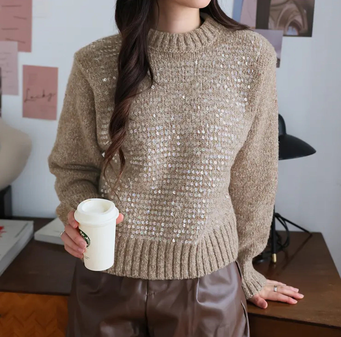 Design Sense Heavy Embroidery Sequins Pullover