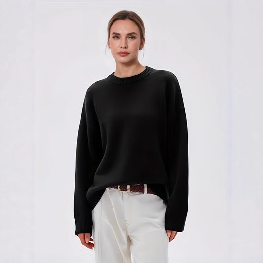 Loose Round Neck Solid Color Long-sleeved Thickened Sweater