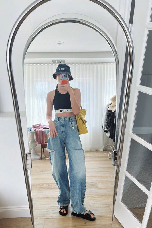 Spring And Summer New Cut Process Wash Jeans