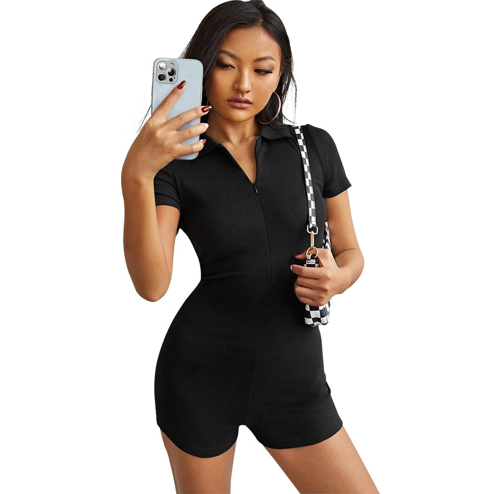 Women's Solid Color Short Sleeve V Neck Bodysuit