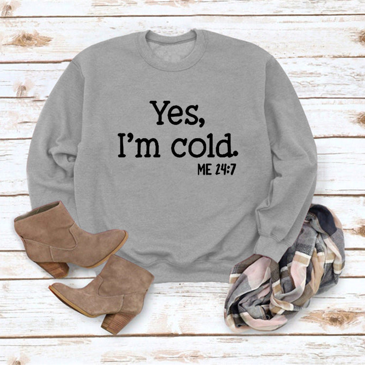 Letter Round Neck Pullover Long Sleeve Sweatshirt