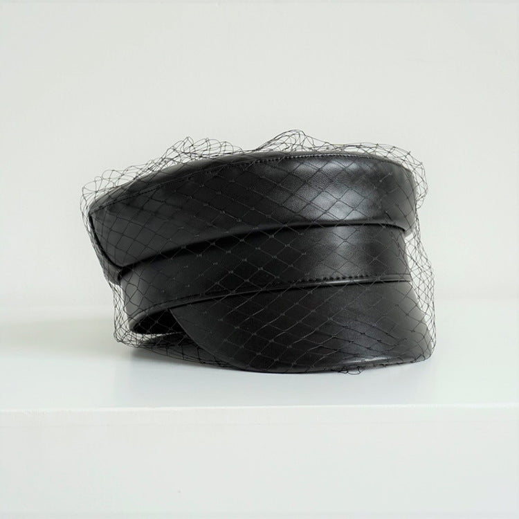 Women's Flat Top Denim Mesh Navy Hat
