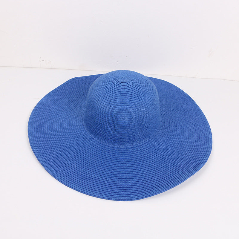 Women's Outdoor Large Brim Solid Color Straw Hat