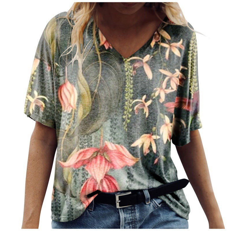 Short Sleeved T-shirt Printed On Women's Clothing