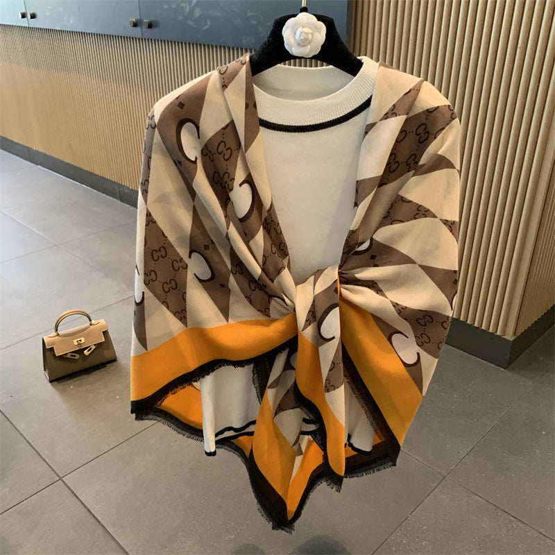 Sunscreen Large Kerchief Thin Silk Scarf Air-conditioned Room Outer Shawl