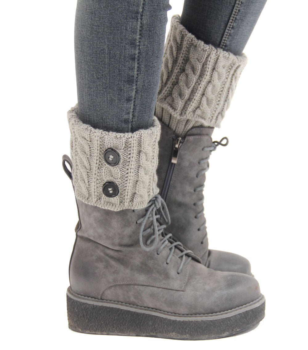 Women's Knitted Wool Short Twist Flap Button Ankle Cover