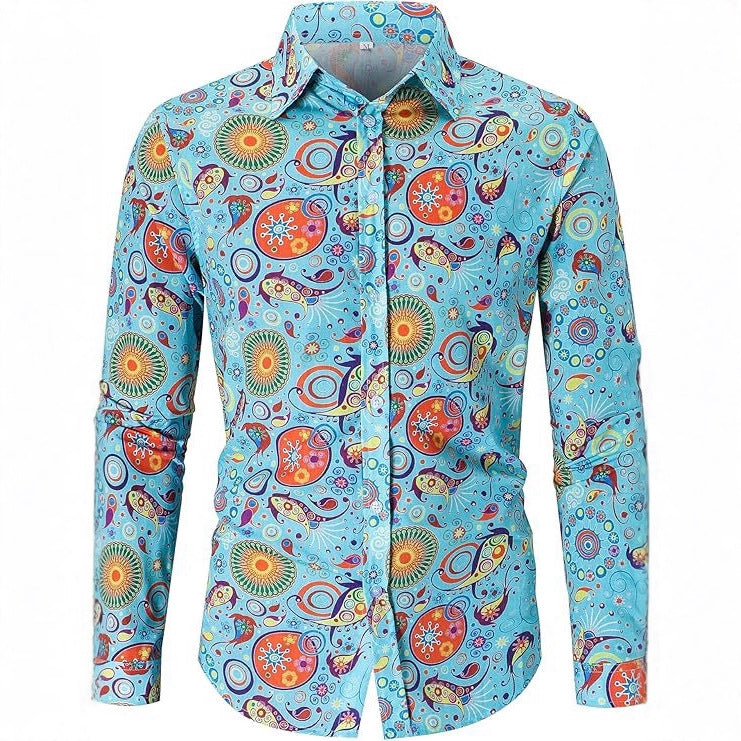 Beach Floral Mens Long-sleeve Shirt
