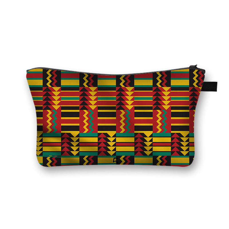 Ny Geometrisk Print Polyester Kosmetiktaske Stor Kapacitet Clutch Taske Dame Mode Rejse Opbevaringstaske