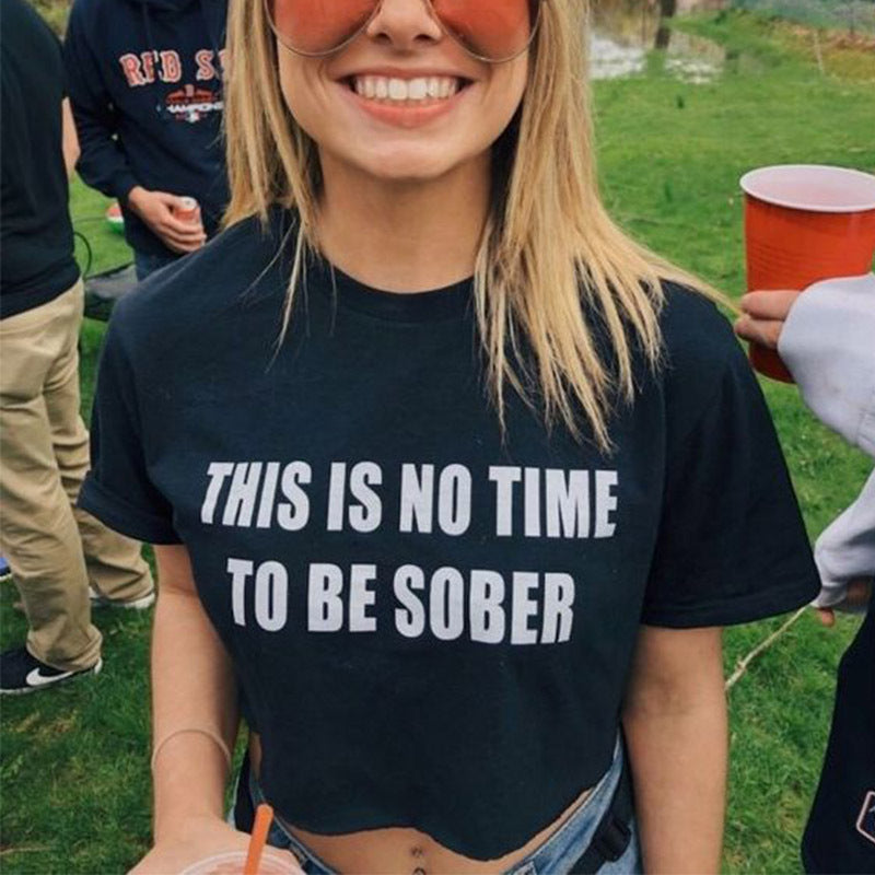 Summer New Round Neck Pullover Short Sleeve Letter Printed Women's Top T-shirt