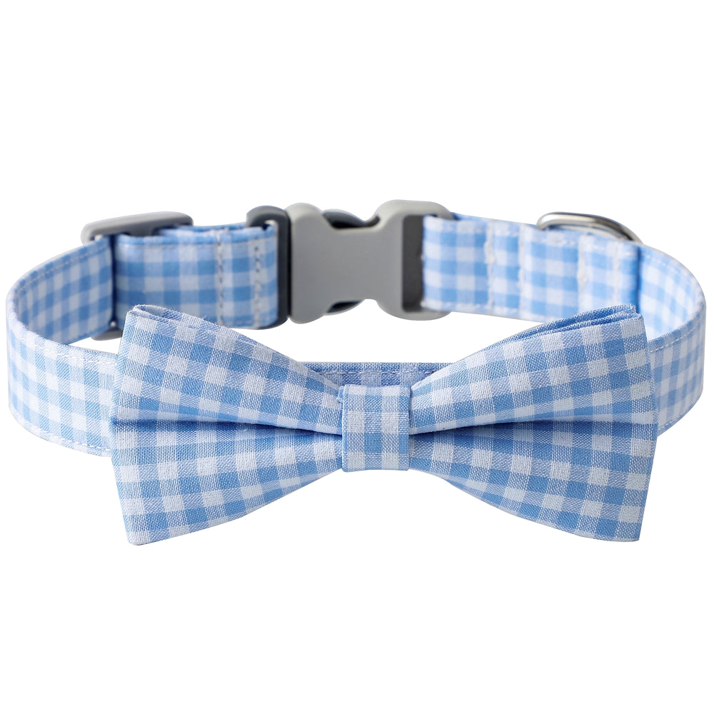 Checkered Dog Collar And Bow Tie In Multiple Colors