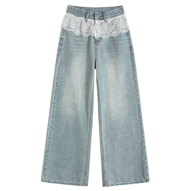 Løse slankende og lige blondejeans med brede ben