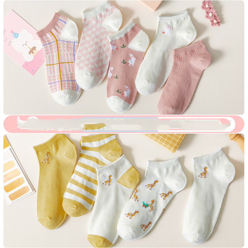 Ladies Cute Cotton Shallow Mouth Invisible Socks