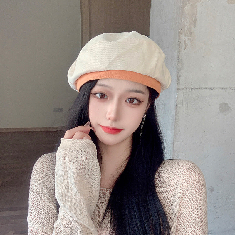 Color-block Temperament Beret Hat