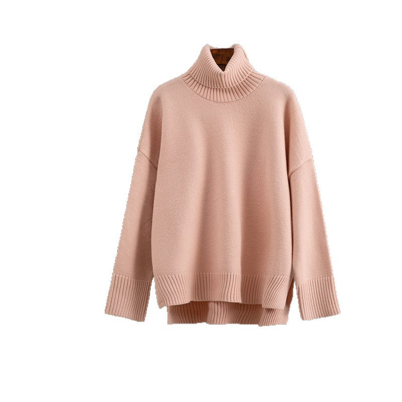 Arrival Casual Loose All-Match Solid-Color Turtleneck Sweater