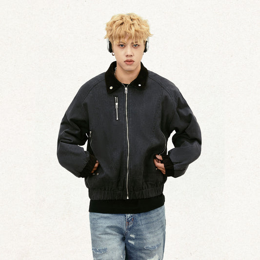 Denim Lapel Thickening Jacket Men