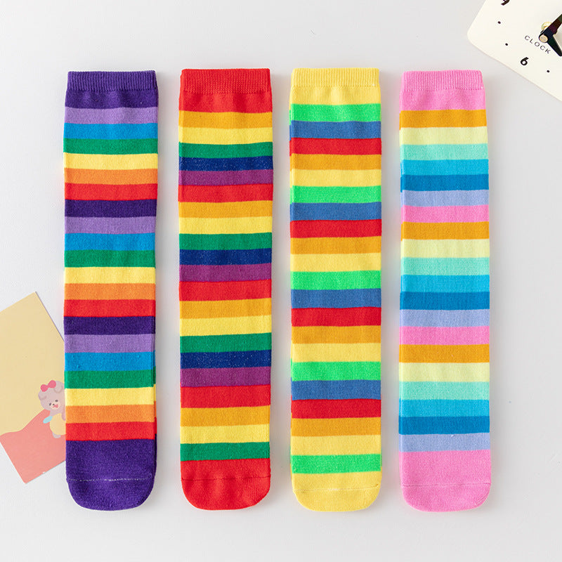 Rainbow Spring And Autumn Stockings Girls