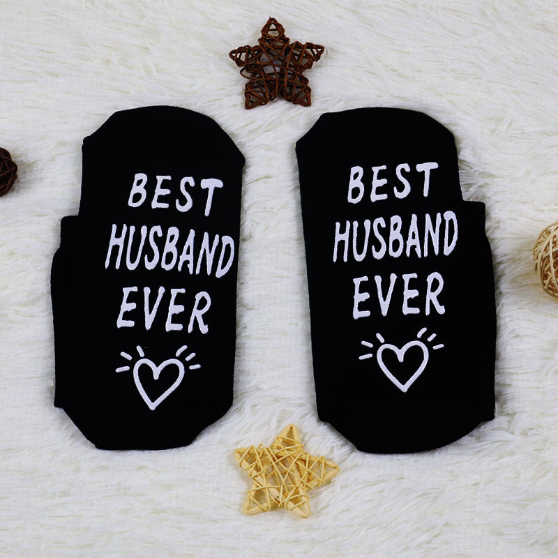 Cotton Mid-calf Length English Alphabet Socks
