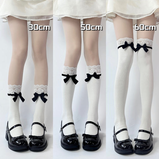 Japanese Jk Bowknot Sweet Lace Lolita Socks Mid-calf