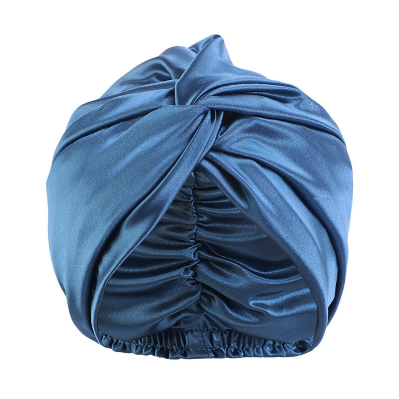 Europe And The United States Popular Imitation Silk Double Layer Nightcap Cross Twist Cap