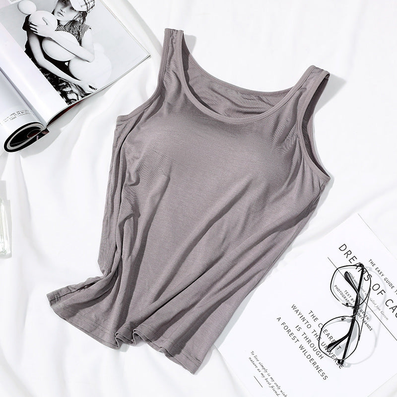 Camisole With Chest Pads Outerwear Base Layer Spaghetti Strap Top