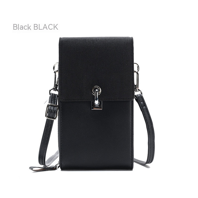 Solid Color Simple Mobile Phone Bag PU One-shoulder Crossbody
